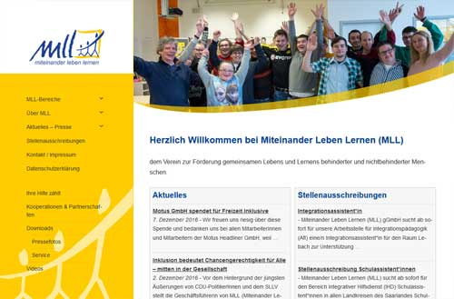 Screenshot Website Miteinander Leben Lernen gGmbH